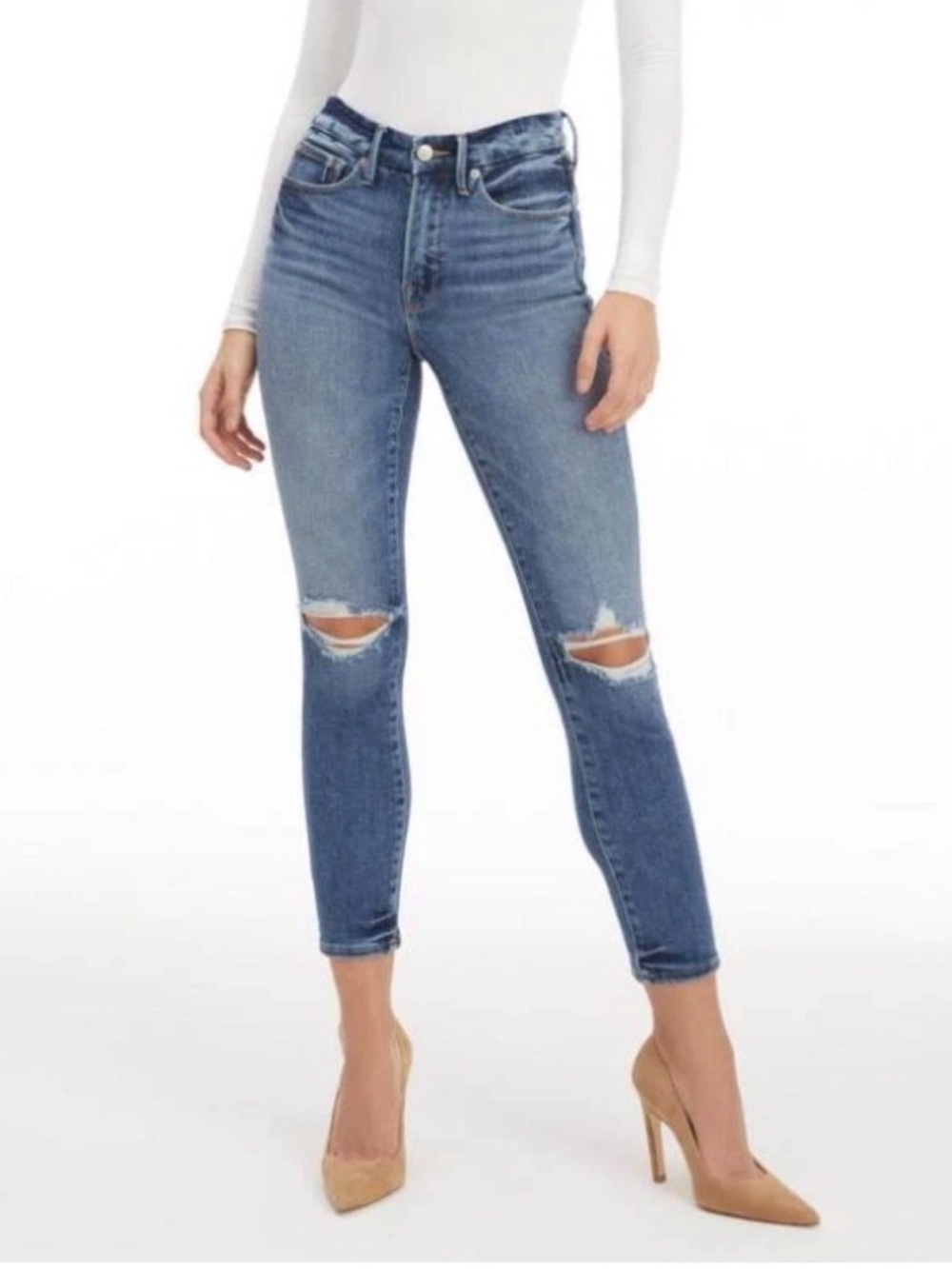 Good American | Good Legs Stovepipe Distressed Jeans | Sz 9/29